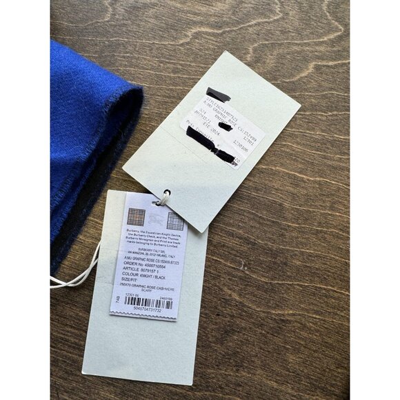 $1450 NWT BURBERRY PRORSUM Blue Luxurious Reversible Pure Cashmere Large Shawl - Picture 6 of 16